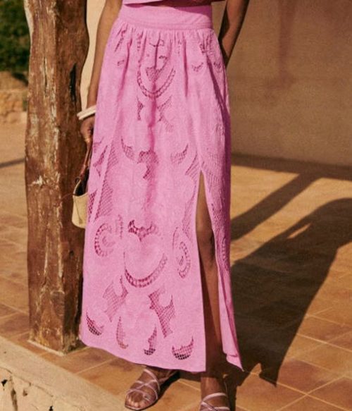 Unique Exquisite Hollow Lace Long A-Line Skirt