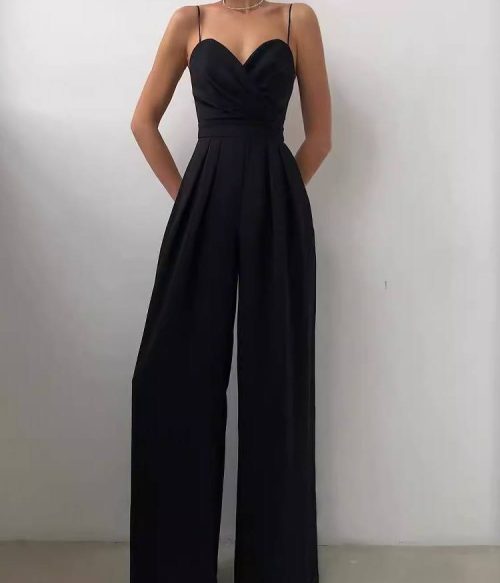 Suspender Tight Waist Straight Mopping Minimalist Jumpsuit