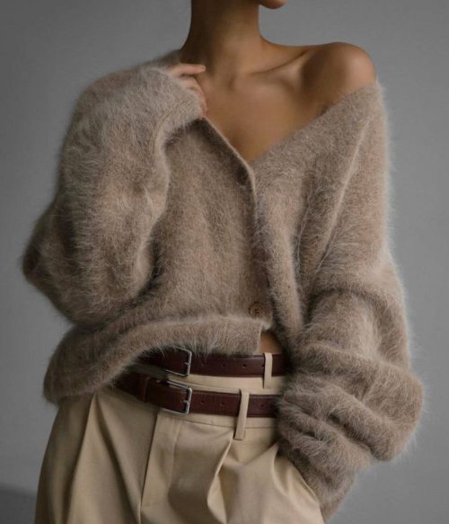 Lazy-style Imitation mink Loose Sweater Cardigan