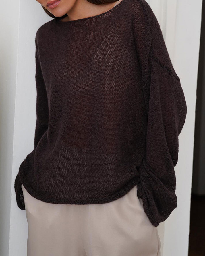 See-through Bell Sleeve Knitted T-shirt - Image 3