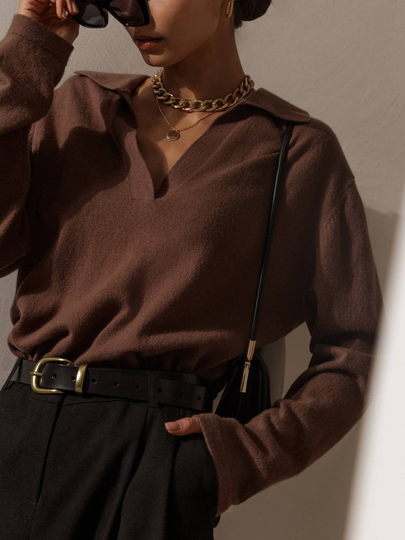 Polo Neck Knitted Pullover Sweater - Image 3