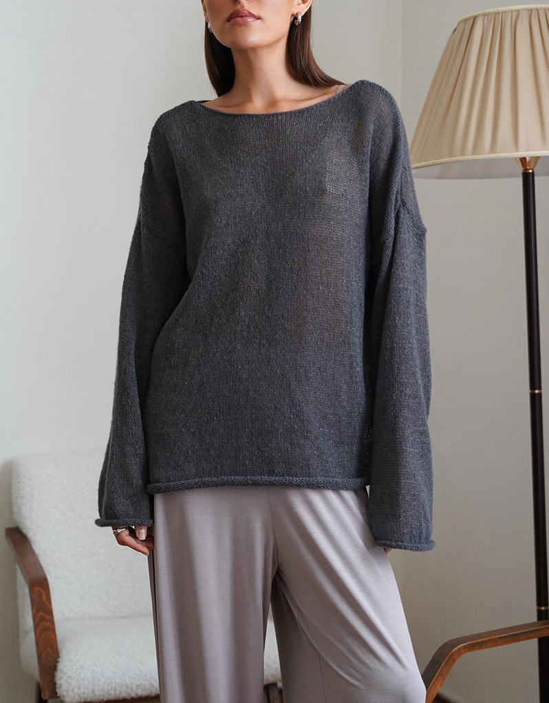 See-through Bell Sleeve Knitted T-shirt - Image 7