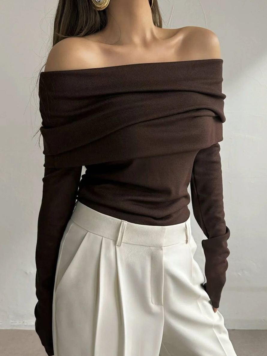 One-shoulder Chest-wrap Sweater - Image 5