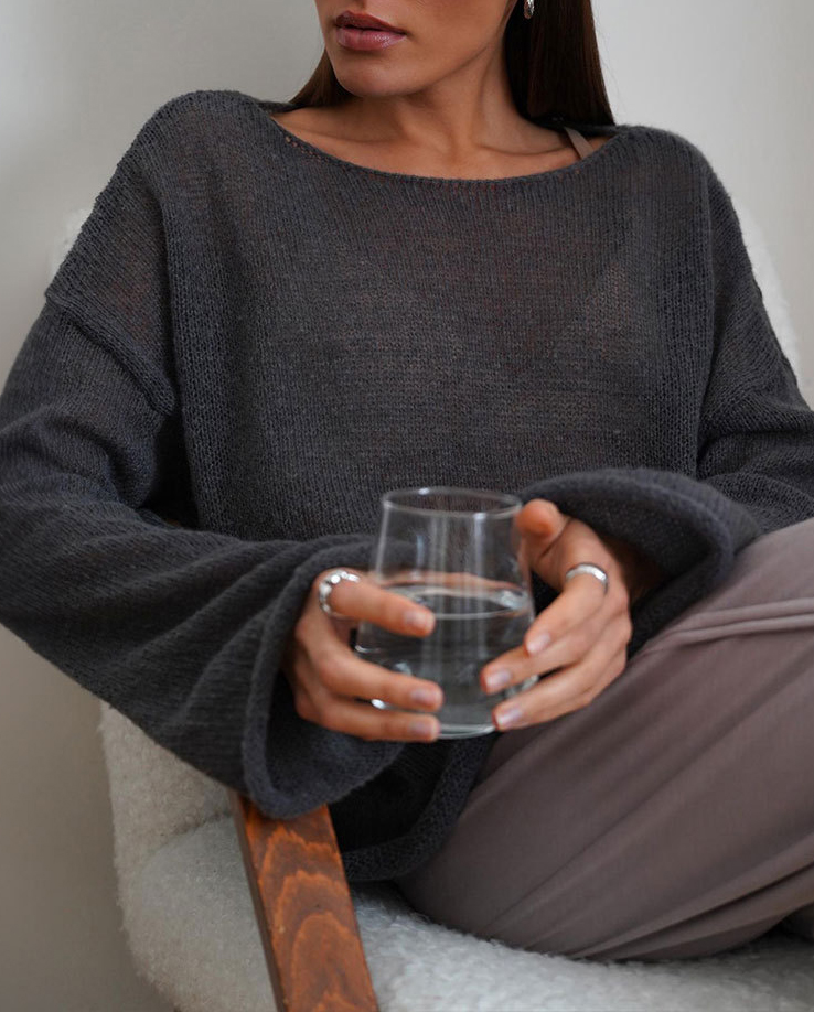 See-through Bell Sleeve Knitted T-shirt - Image 8