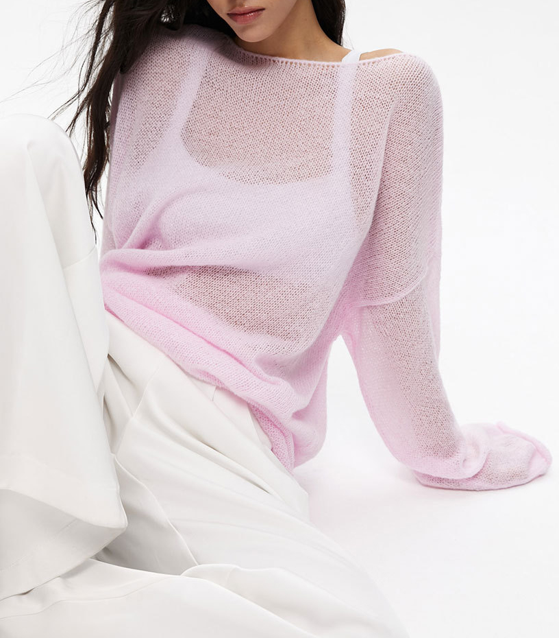 See-through Bell Sleeve Knitted T-shirt - Image 4